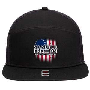 Stand For Freedom V/R Patriotic American 7 Panel Mesh Trucker Snapback Hat