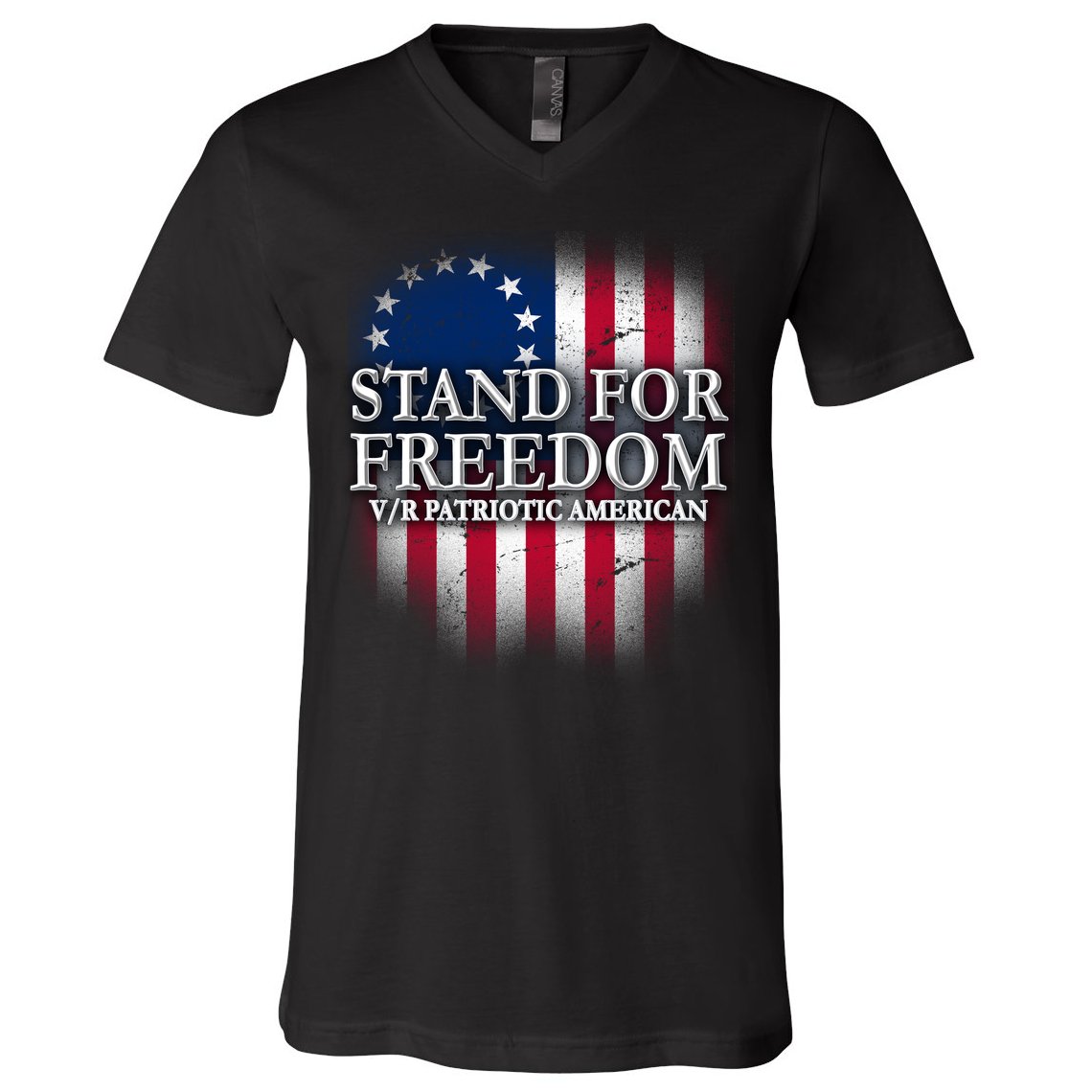 Stand For Freedom V/R Patriotic American V-Neck T-Shirt