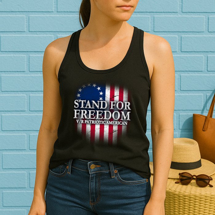Stand For Freedom V/R Patriotic American Womens Tank Top