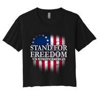 Stand For Freedom V/R Patriotic American Women's Crop Top Tee