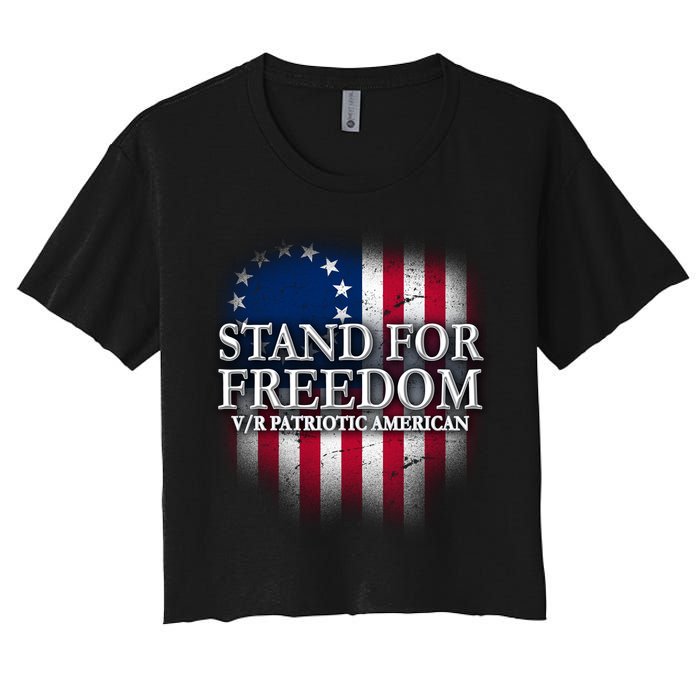 Stand For Freedom V/R Patriotic American Women's Crop Top Tee