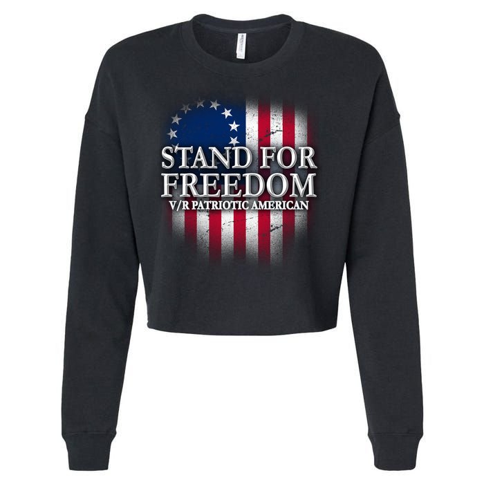 Stand For Freedom V/R Patriotic American Cropped Pullover Crew