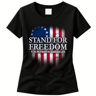 Stand For Freedom V/R Patriotic American Womens T-Shirt