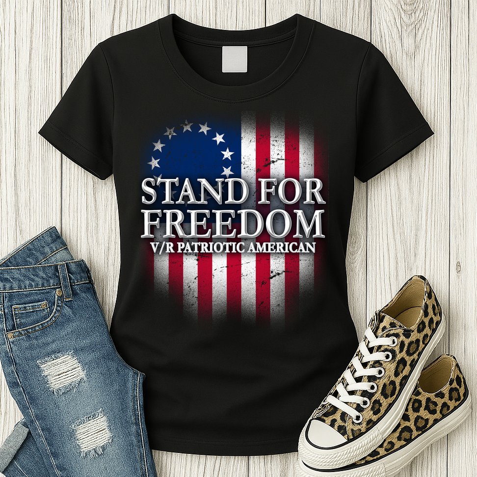 Stand For Freedom V/R Patriotic American Womens T-Shirt