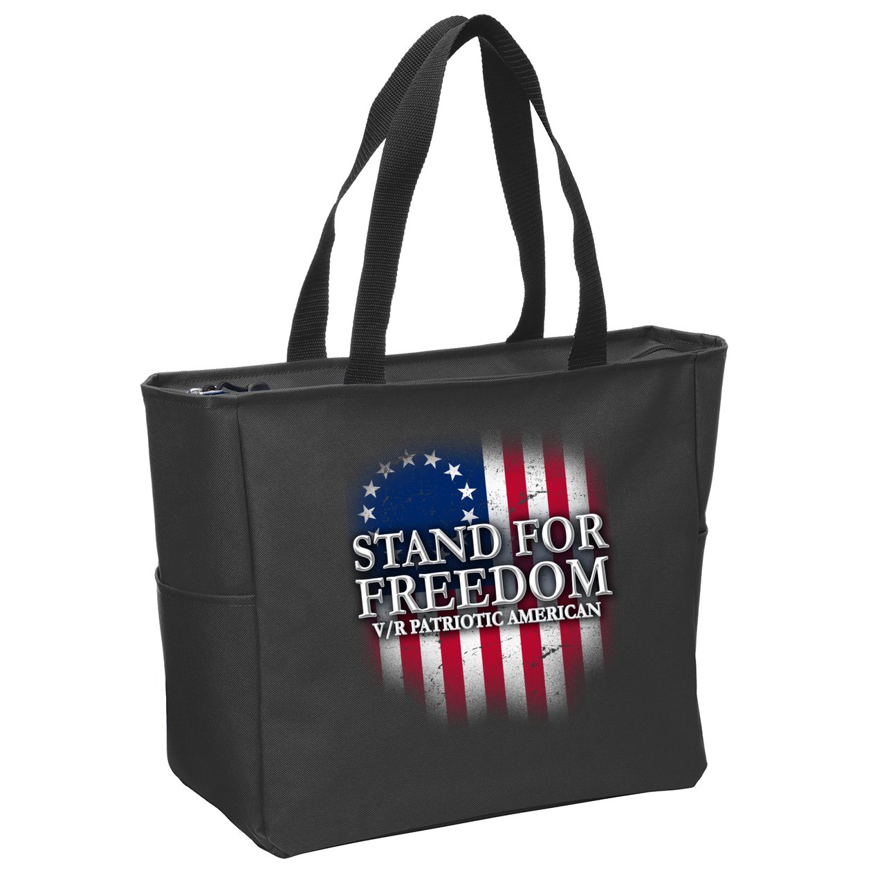 Stand For Freedom V/R Patriotic American Zip Tote Bag