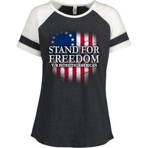 Stand For Freedom V/R Patriotic American Enza Ladies Jersey Colorblock Tee