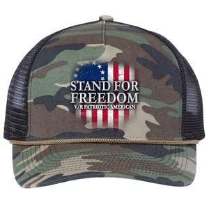 Stand For Freedom V/R Patriotic American Retro Rope Trucker Hat Cap