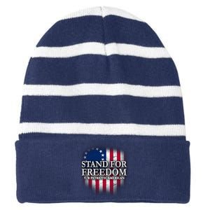 Stand For Freedom V/R Patriotic American Striped Beanie with Solid Band