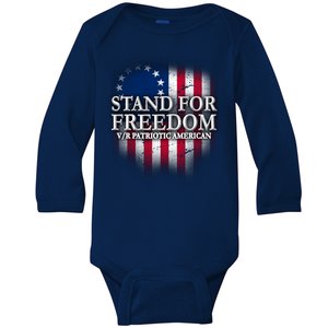 Stand For Freedom V/R Patriotic American Baby Long Sleeve Bodysuit