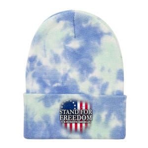 Stand For Freedom V/R Patriotic American Tie Dye 12in Knit Beanie