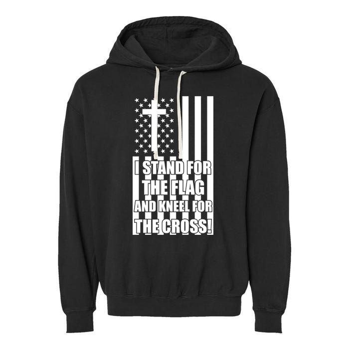 Stand For the Flag and Kneel for the Cross USA Flag Garment-Dyed Fleece Hoodie