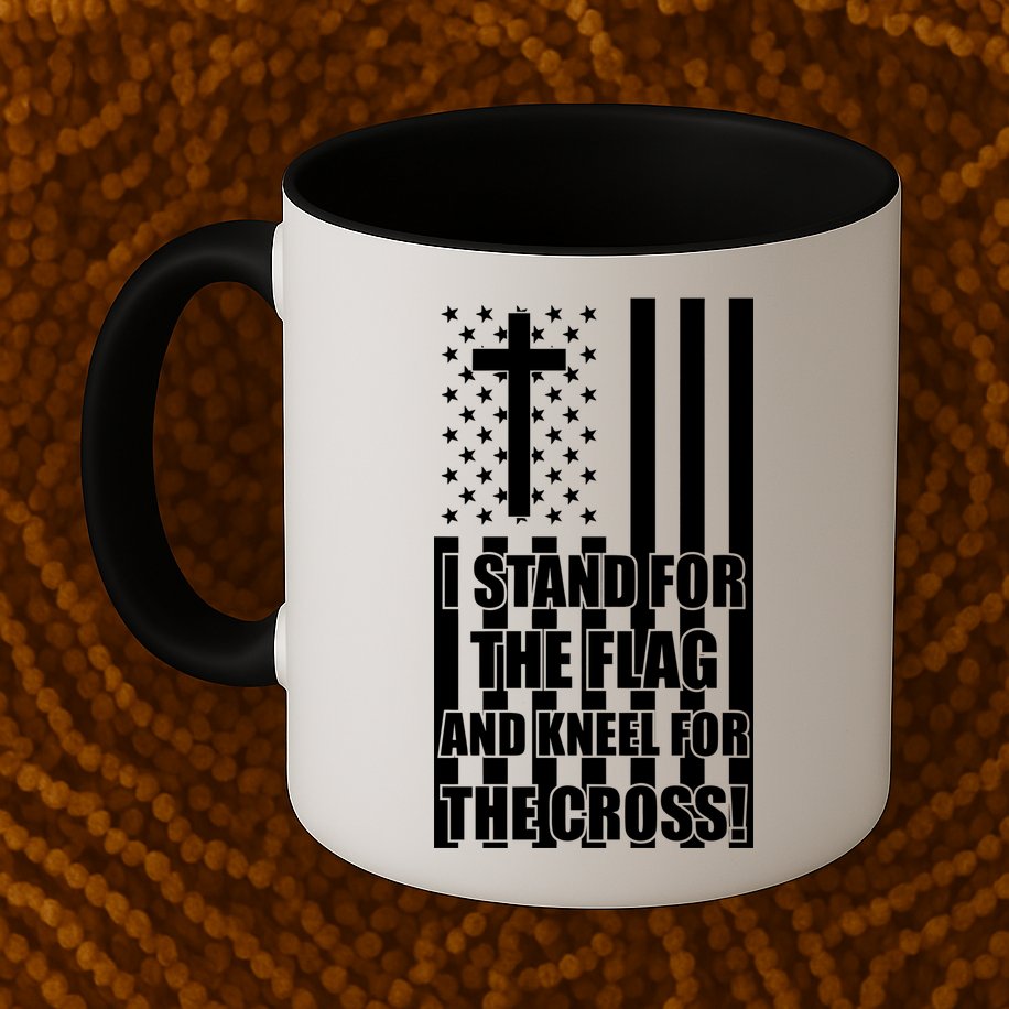 Stand For the Flag and Kneel for the Cross USA Flag Mug