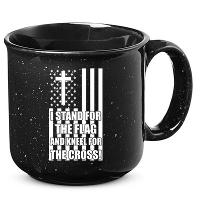 Stand For the Flag and Kneel for the Cross USA Flag 15oz Campfire Ceramic Mug