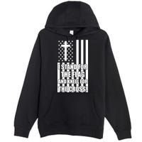 Stand For the Flag and Kneel for the Cross USA Flag Premium Pullover Hoodie
