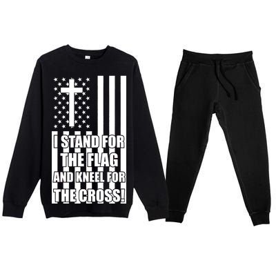 Stand For the Flag and Kneel for the Cross USA Flag Premium Crewneck Sweatsuit Set