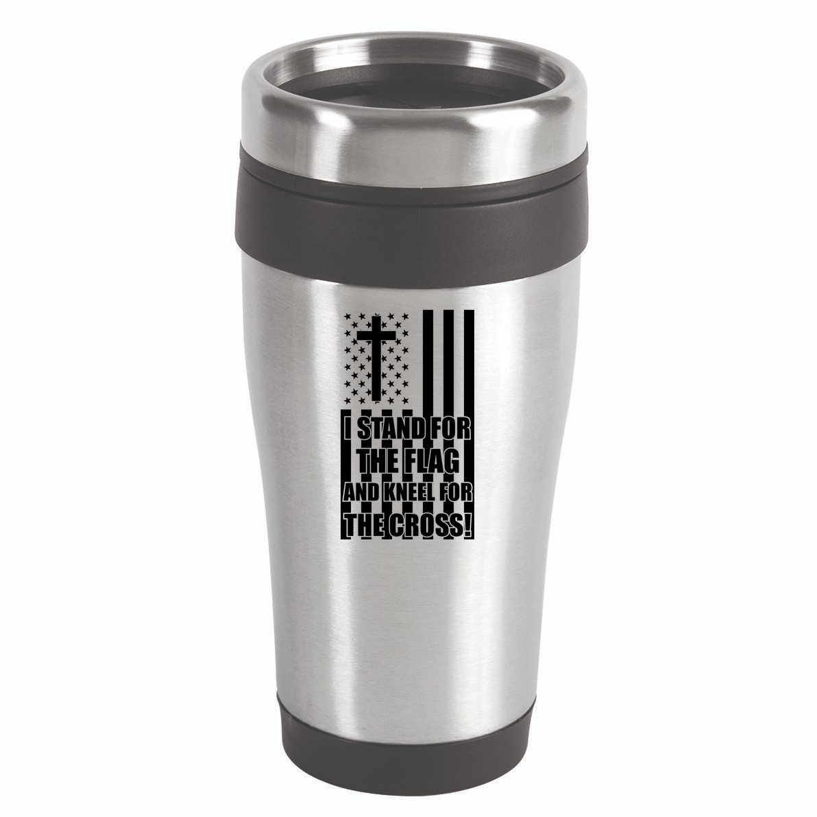 Stand For the Flag and Kneel for the Cross USA Flag 16oz Travel Tumbler
