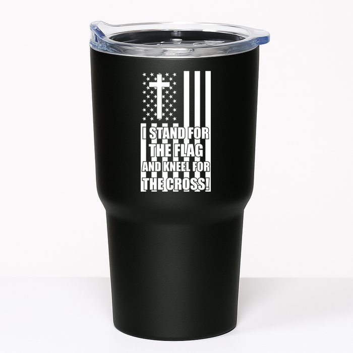 Stand For the Flag and Kneel for the Cross USA Flag Tumbler