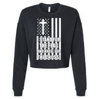 Stand For the Flag and Kneel for the Cross USA Flag Cropped Pullover Crew