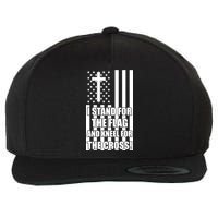 Stand For the Flag and Kneel for the Cross USA Flag Wool Snapback Cap
