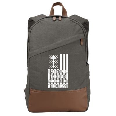 Stand For the Flag and Kneel for the Cross USA Flag Cotton Canvas Backpack