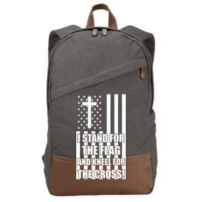 Stand For the Flag and Kneel for the Cross USA Flag Cotton Canvas Backpack