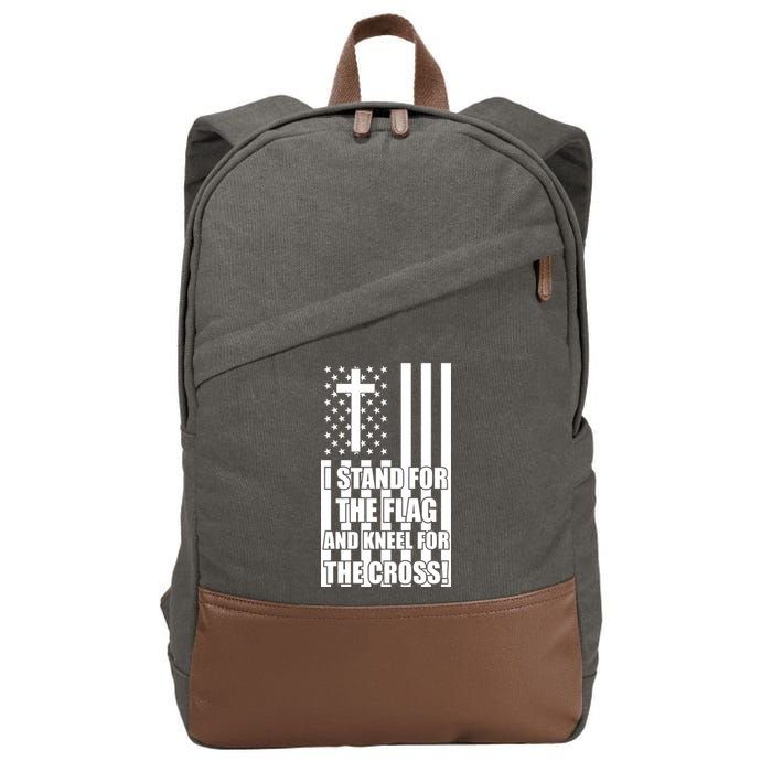 Stand For the Flag and Kneel for the Cross USA Flag Cotton Canvas Backpack