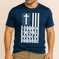 Stand For the Flag and Kneel for the Cross USA Flag Performance Shirt