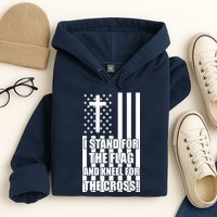 Stand For the Flag and Kneel for the Cross USA Flag Hoodie