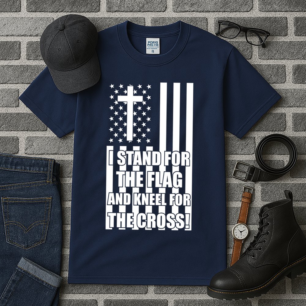 Stand For the Flag and Kneel for the Cross USA Flag Tall T-Shirt