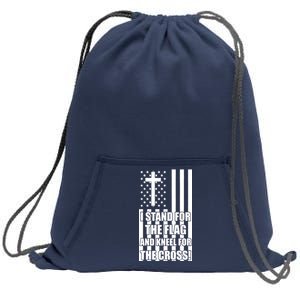 Stand For the Flag and Kneel for the Cross USA Flag Sweatshirt Cinch Pack Bag