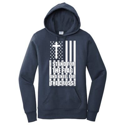 Stand For the Flag and Kneel for the Cross USA Flag Women's Pullover Hoodie