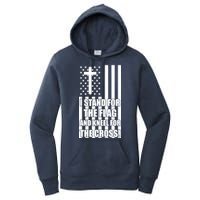 Stand For the Flag and Kneel for the Cross USA Flag Women's Pullover Hoodie