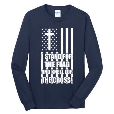 Stand For the Flag and Kneel for the Cross USA Flag Tall Long Sleeve T-Shirt