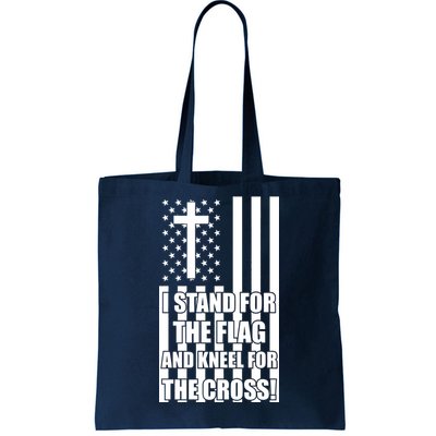 Stand For the Flag and Kneel for the Cross USA Flag Tote Bag