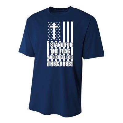 Stand For the Flag and Kneel for the Cross USA Flag Youth Performance Sprint T-Shirt