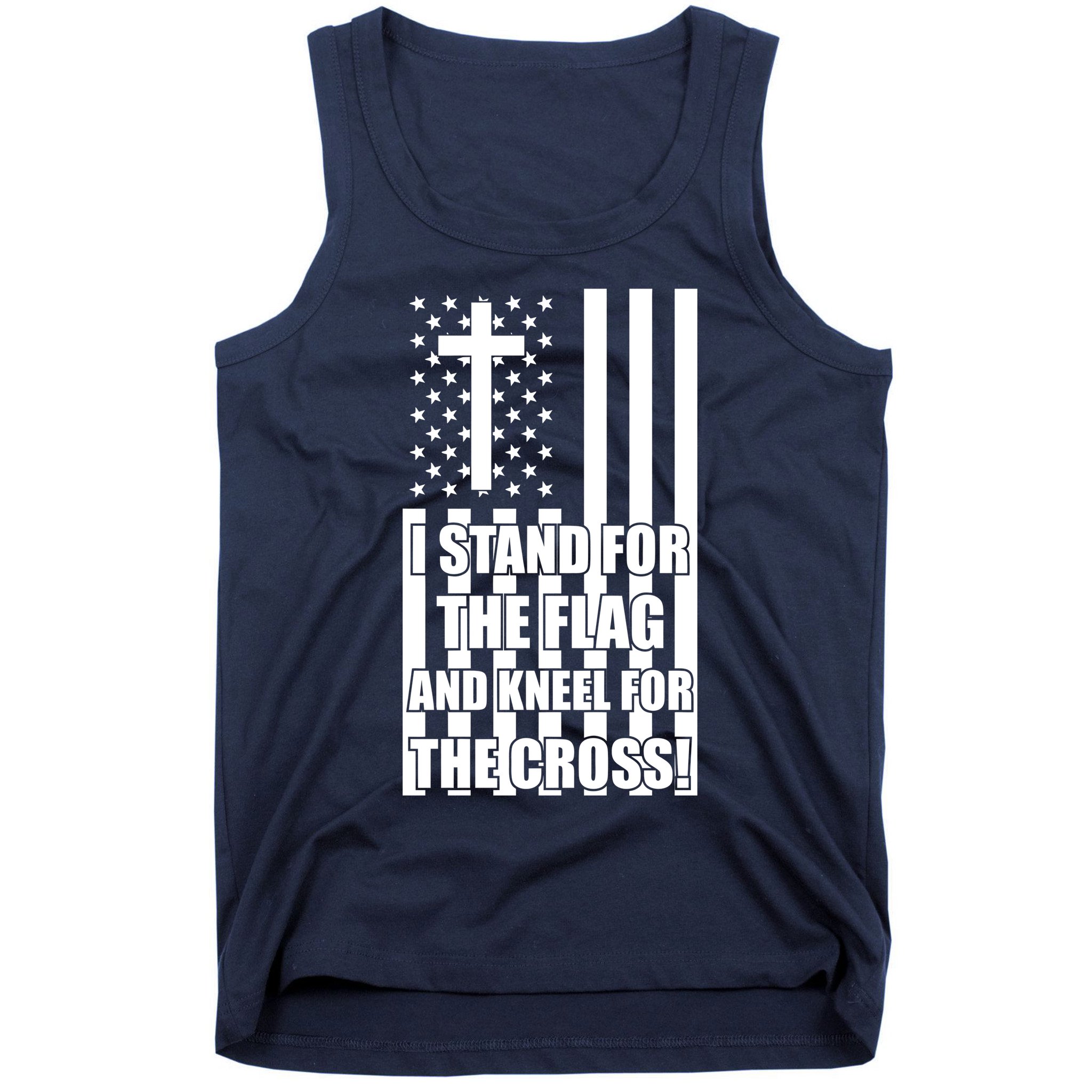 Stand For the Flag and Kneel for the Cross USA Flag Tank Top