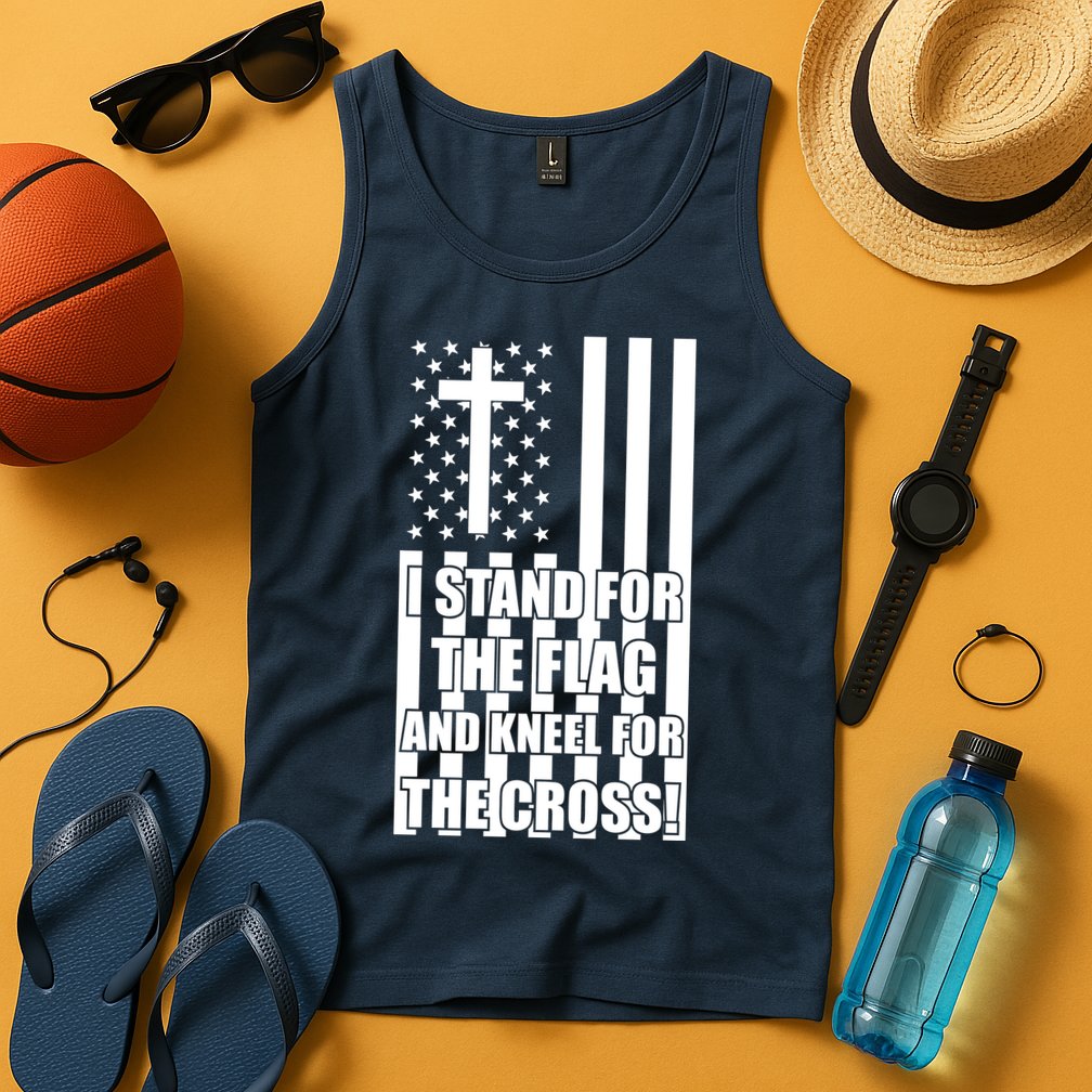 Stand For the Flag and Kneel for the Cross USA Flag Tank Top