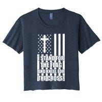 Stand For the Flag and Kneel for the Cross USA Flag Crop Top