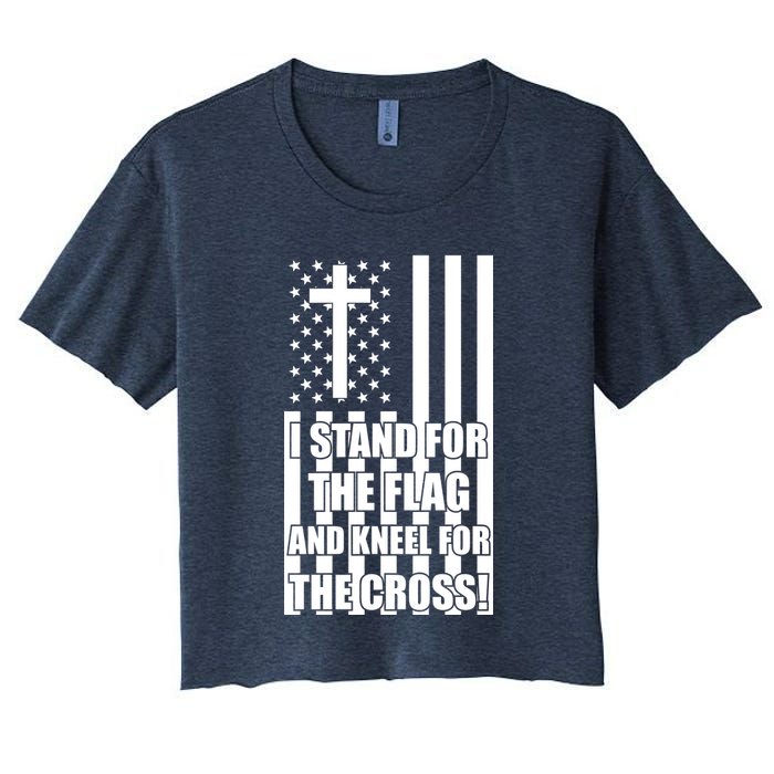 Stand For the Flag and Kneel for the Cross USA Flag Crop Top
