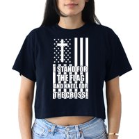 Stand For the Flag and Kneel for the Cross USA Flag Crop Top