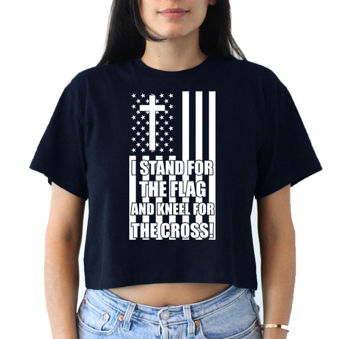 Stand For the Flag and Kneel for the Cross USA Flag Crop Top