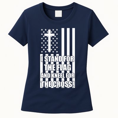 Stand For the Flag and Kneel for the Cross USA Flag Womens T-Shirt