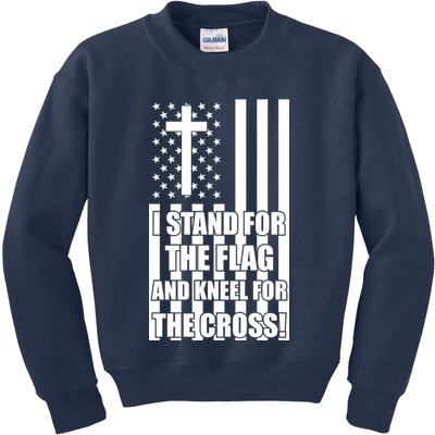 Stand For the Flag and Kneel for the Cross USA Flag Kids Sweatshirt