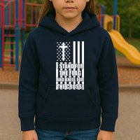 Stand For the Flag and Kneel for the Cross USA Flag Kids Hoodie