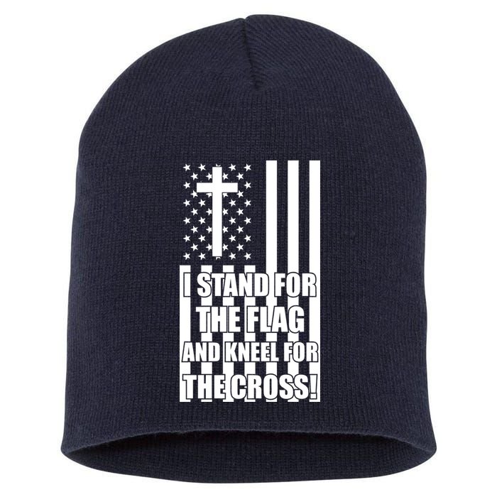 Stand For the Flag and Kneel for the Cross USA Flag Short Acrylic Beanie