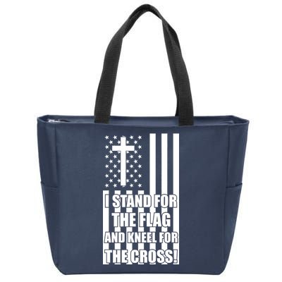 Stand For the Flag and Kneel for the Cross USA Flag Zip Tote Bag