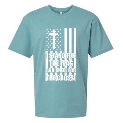 Stand For the Flag and Kneel for the Cross USA Flag Sueded Cloud Jersey T-Shirt