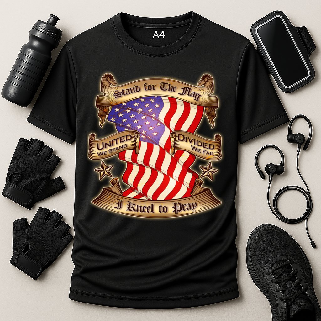 Stand For The Flag I Kneel To Pray United We Stand Divided We Fail Performance Shirt