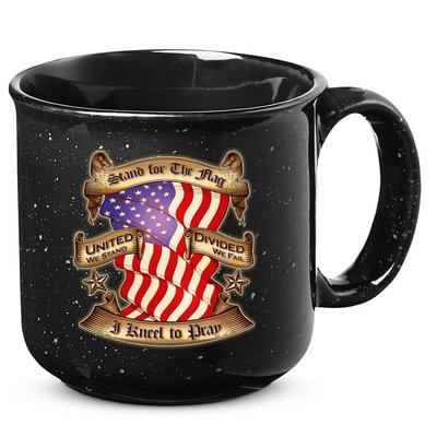 Stand For The Flag I Kneel To Pray United We Stand Divided We Fail 15oz Campfire Ceramic Mug