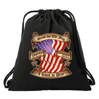 Stand For The Flag I Kneel To Pray United We Stand Divided We Fail Drawstring Bag